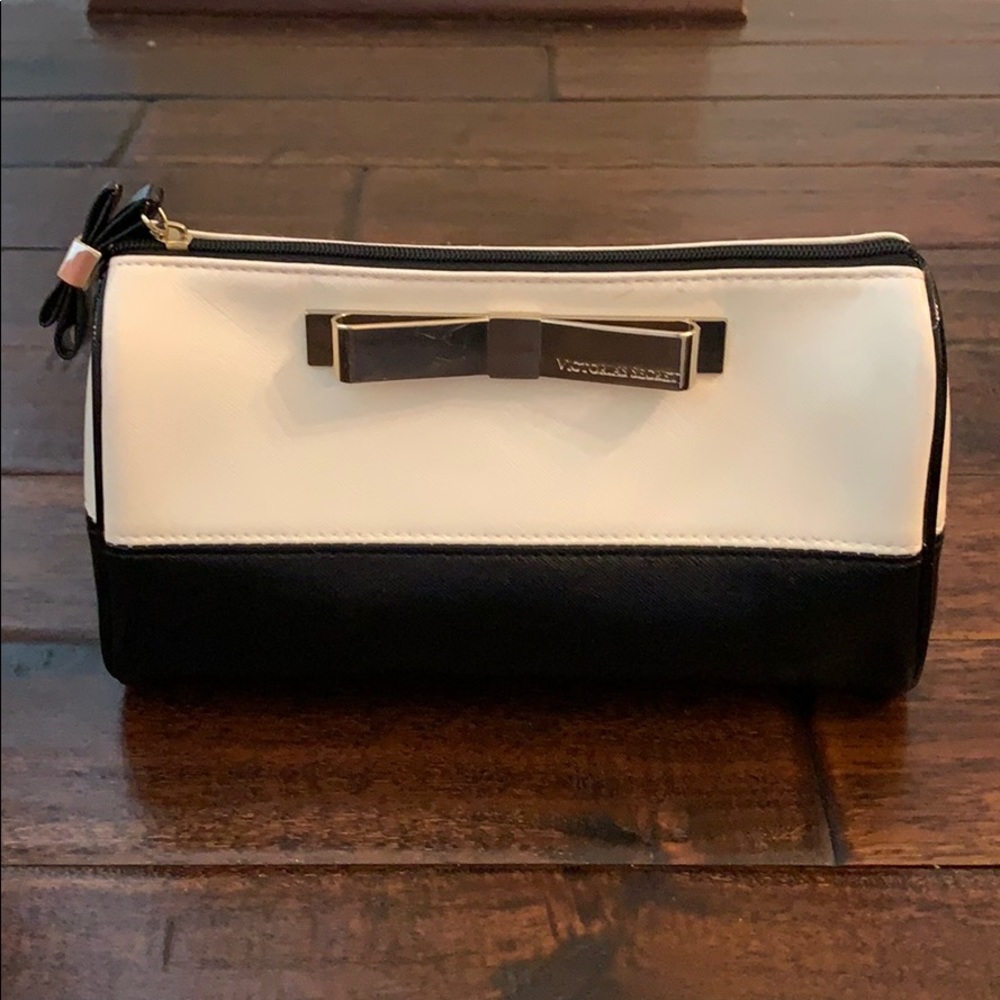 Victoria’s Secret B & W Gold Bow Cosmetic Bag